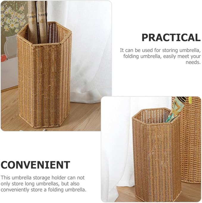 Mobestech Artificial Rattan Umbrella Holder for Indoor Use Large Capacity Plastic Umbrella Storage Stand for Entryway Versatile Design for Home and Office Also Great for Yoga Mat Storage
