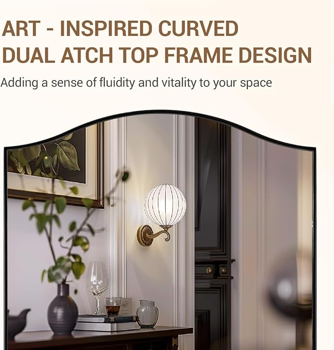ANDY STAR 30"x40" Scalloped Wall Mirror，Matte Black Rectangle Bathroom Mirror with Curved Edge Stainless Steel Metal Frame, Large Wall-Mounted Mirror for Bathroom, Entryway (Horizontal/Vertical)