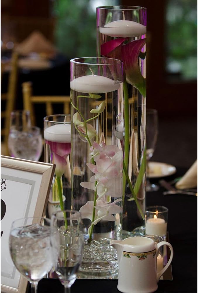 WGVI Quality Thick Weighted Clear Cylinder Glass Vases, 3" W x 12" H, Skinny Bud Vase Narrow Floral Bouquet Flower Arrangements Storage Container Candle Holders Decorative Accents, 6 Pieces