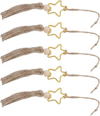 Versatile Wood Bead Jute Rope Tassel Elegant Hanging Ornament for Warm Ambiance Decoration 5pcs