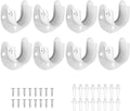8 Packs Stainless Steel Closet Rod End Supports 1-1/3 Inch Wardrobe Bracket Heavy Duty Closet Pole Sockets Flange Rod Holder, U-Shaped with Screws, White