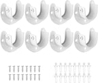 8 Packs Stainless Steel Closet Rod End Supports 1 Inch Wardrobe Bracket Heavy Duty Closet Pole Sockets Flange Rod Holder, U-Shaped with Screws, White