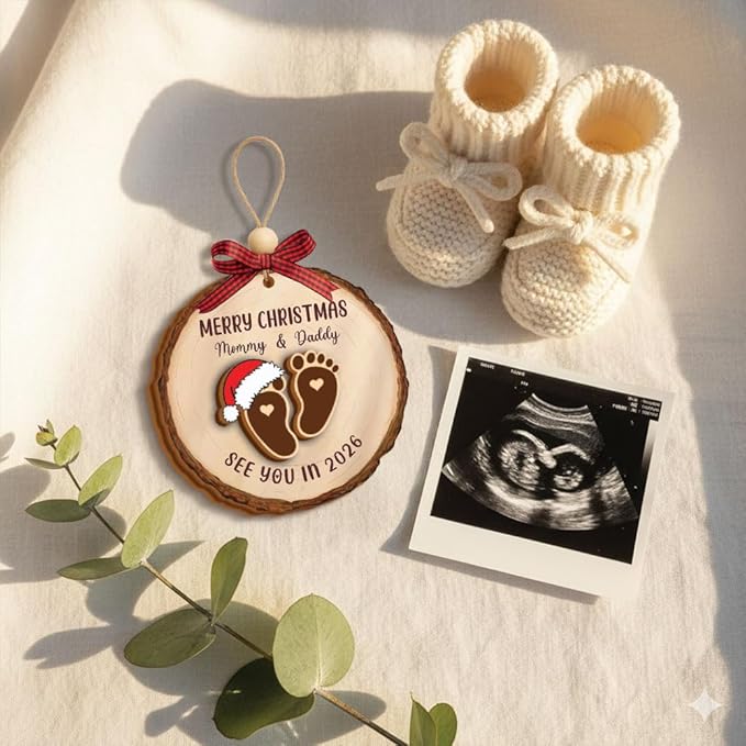 Baby Coming Soon 2026, Baby Announcement Christmas Ornament for New Parents, Expecting Couple, Promoted to Grandparents Gift, Baby Pregnancy Announcement for Family