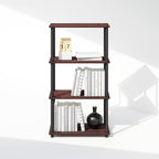 Furinno Turn-N-Tube Book Shelf, 4-Tier Bookshelf, Bookcase with Multipurpose Compact Display Rack, 11.6 x 23.6 x 43.2, for Living Room, Bedroom, Home Office, Dark Cherry/Black