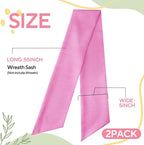 2 Pcs Pink Wreath Sash for Front Door Linen Wreath Ribbon Bow for Yard Porch Garland Home Decor