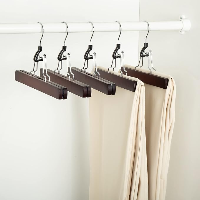 Amazon Basics Wooden Pants Hangers - Cherry, (Pack of 60)