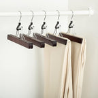 Amazon Basics Wooden Pants Hangers Closet Organizer, Cherry, 10-Pack