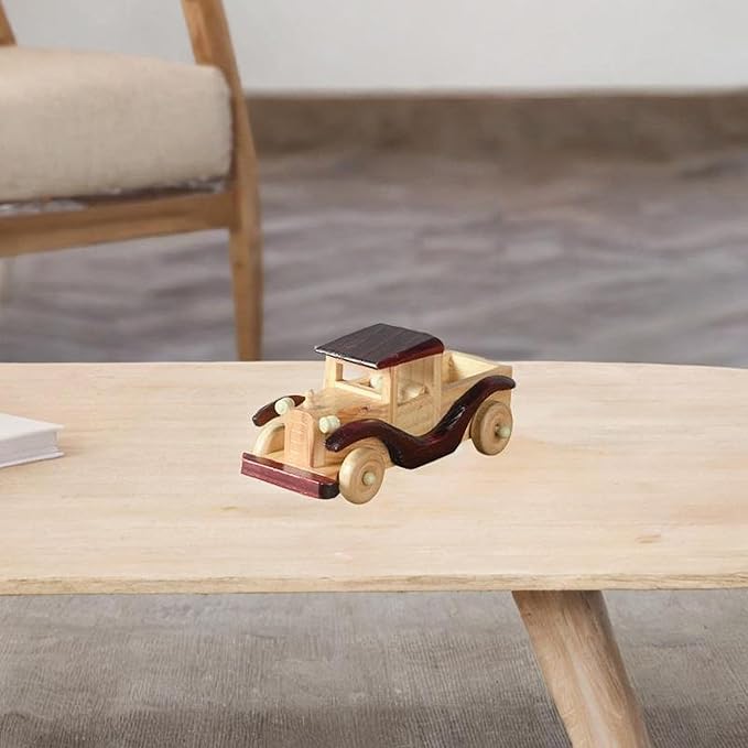 Vintage Car Model,Collectible Vehicle Figurine Gift Toy Novelty Handcrafted Miniature Automobile Wooden Ornament for Friend, Style A