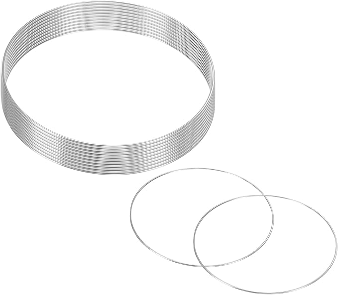 M METERXITY 12-Pack Dream Catcher Rings,7.9 Inch Metal Round Shape Macrame Wreath Floral Ring Hoop for Home/Valentine/DIY Craft/Wedding/Wall Hanging Decorations [White Silver]