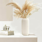 Ceramic Vase for Flowers – Modern Small Ribbed Textured Flower Vase for Home Decor, Pampas Grass, Decorative, Farmhouse, Coffee Table, Kitchen Centerpieces, Bookshelf and Home Living (XL White)