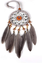 Dream Catchers for Cars Rear View Mirror, Small Feather Dream Catcher Wall Hanging Car Deco Car Charm Ornament (3.1 Grey)