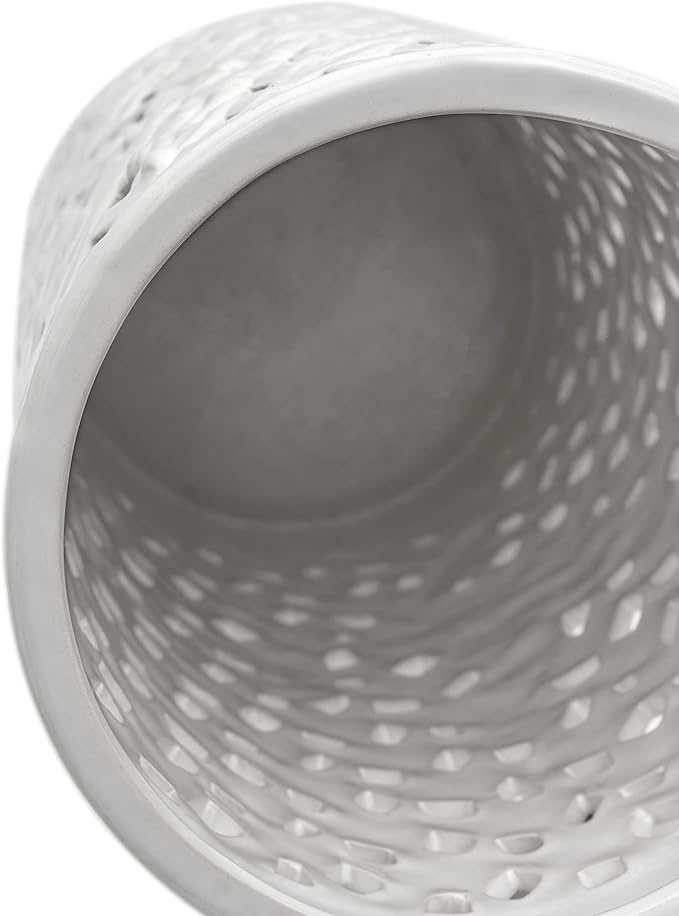 Red Lantern 20" Bamboo Lattice White Porcelain Umbrella Stand