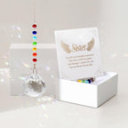 HEGELDA Memorial Gifts for Loss of Sister, Crystal Sun Catcher with Sympathy Poem Card, Refractive Prism Hanging Ornament, Bereavement Keepsake for Home Decor, Premium Gift Box Included