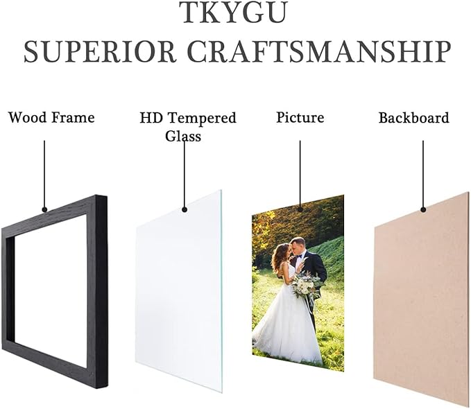 5x5 wood Picture Frame Set of 3, Made of Real Glass for 5x5 Black Frames, Wall and Tabletop Display Thin Border Photo Frame for Home Décor Gallery Family Wedding Memorial Pic Frame Gift