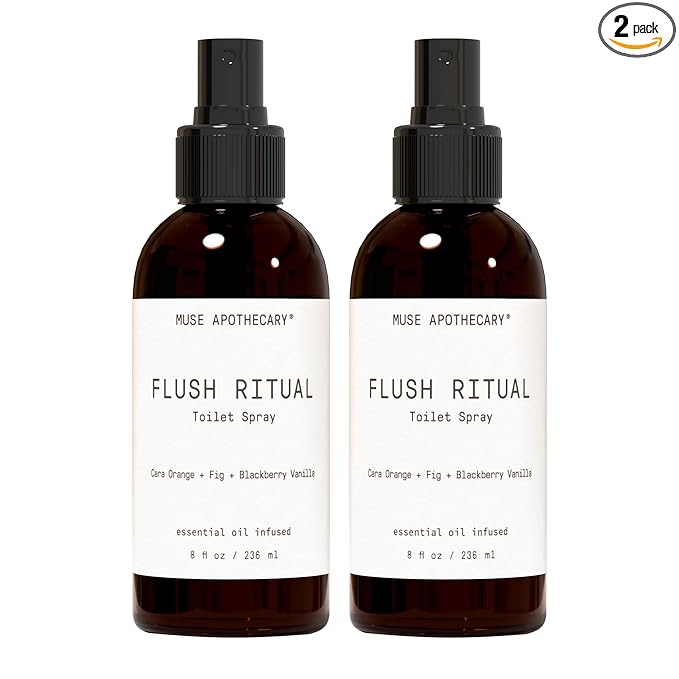 Muse Apothecary Flush Ritual - Aromatic & Refreshing Toilet Spray, Use Before You Go, 8 oz, Infused with Natural Essential Oils - Cara Orange + Fig + Blackberry Vanilla, 2 Pack