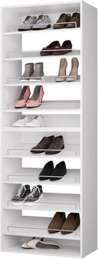 ROOMTEC Modular Closet System, 31.5" Shoe Shelf Closet Tower Wall-Mounted Closet Organizer, Wooden Tower for Walk-In Closets, Wardrobe Storage Kit, White