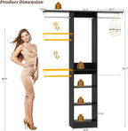 48" Closet Organizer System, 4FT Closet System for Small Closets with 4 Hanging Rods & 3 Shelves, 80"H Small Closet Organizers and Storage for Bedrooms, Cloakrooms, Black