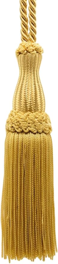 DÉCOPRO Decorative Silky 5" (12.5cm) Key Tassel 5" (12.5cm) Loop (Style# SKT) Antique Gold #C4 (Dark Yellow Gold) Set of 2