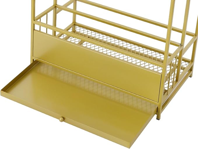 Umbrella Holder Entryway, Umbrella Stand Rack 18.9*11*26in Metal Square Umbrella Rack Organizer Removable Drip Tray Raised Feet Hollow-Out Design Drip Tray Handle for Holds Umbrellas, Canes