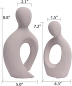 Quoowiit Ceramic Couple Sculptures for Home Decor, Abstract Lover Statue for Shelf, Office, Living Room, Bedroom Decorations - Anniversary, Valentine's Day, Birthday Gift (Grey)