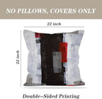 Red and Grey Pillow Cover, Modern Black White Decorative Throw Pillow Cushion Cover for Bedroom Sofa Living Room 22 x 22 Inch Set of 2