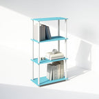 Furinno Turn-N-Tube Book Shelf, 4-Tier Bookshelf, Bookcase with Multipurpose Compact Display Rack, 11.6 x 23.6 x 43.2, for Living Room, Bedroom, Home Office, Light Blue/White