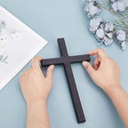 HOBBIESAY Wood Wall Cross 9.8 Inch Black Wooden Cross Hanging Decoration Catholic Crucifix Wall Mounted Ornament Baptism Gifts Holy Cross Religious Décor Cross Confirmation Cross Gift