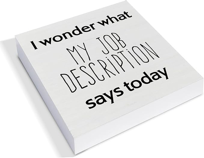 Country Office Wood Box Sign Decor Desk Sign I Wonder What My Job Description Wooden Box Block Sign Rustic Home Office Shelf Wall Decoration Coworkers Gift