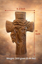 DAICAT Handcrafted Wooden Crucifix Wall Cross, Catholic Jesus Cross, Religious Wall Decor, Dark Brown Christian Cross for Home, Prayer Room, Church, Decor Dark Brown (Jesus 03)