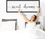 Sweet Dreams Wall Decor Above Bed 41.3''×15'' Large Farmhouse Wall Decor for Bedroom Guest Room Decor Framed Wood Wall Art Rustic Master Bedroom Wall Decoration (black frame)