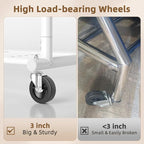 EAGMAK Heavy Duty Clothes Rack Load 556 LBS, Rolling Clothing Rack With Shelves, Height Adjustable Metal Clothes Hanger with Wheels Portable Wardrobe Organizer Garment Rod for Hanging Clothes (White)