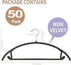 Ergonomic Curved Plastic Hangers 50pack - No Shoulder Bump Design, Non-Slip Grip for Delicate Fabrics, Heavy Duty Clothes Hangers, Holds Up to 11lbs - Ideal for Silk, Coats & Winter Wear(Black)