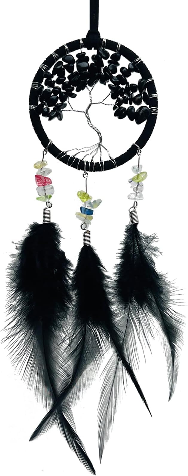 Black Dream Catcher for Car Rearview Mirror, Handmade Rear View Mirror Accessories Small Dreamcatcher Hanging Decor Craft Gifts