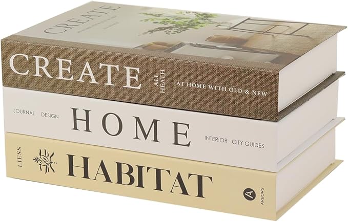 3 PCS Faux Decorative Books for Home Decor-Coffee Table Books Decor-Aesthetic Fake/Faux Books for Decoration,libros Decoration for Coffee Table, Shelf Accessories (3-Home Create Habitat)