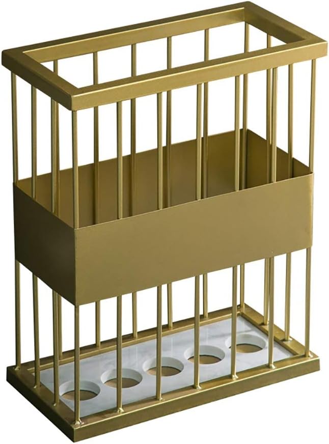 Gold Umbrella Holder for Entryway, Metal Rack Organizer - Can Hold 5 Umbrellas