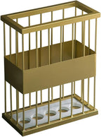 Gold Umbrella Holder for Entryway, Metal Rack Organizer - Can Hold 5 Umbrellas