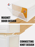 6 Pack Hat Organizer Box, Stackable Clear Baseball Caps Holder Box Containers with Magnetic Door for Hats Snapback Cap Storag, Hat Rack Display Case, Holds 8 Hats Each (White)