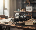 Vintage Decorative Metal Car Model – Handmade Classic Collectible Car Ornament, Rustic Retro Home & Office Décor Accent, Metal Antique Car Gift, 8 x 3 x 4.5 in