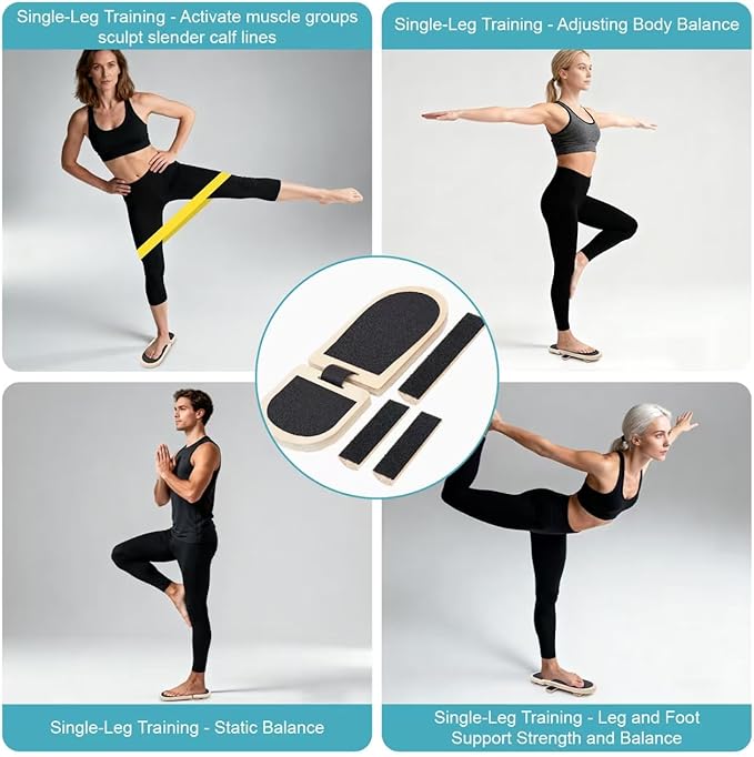 Ankle Balance Board - Adjustable SingleLeg Balance Board — Ankle Strengthener with Plantar Fasciitis Massage Ball and Two Resistance Bands, Suitable for Sprain Rehabilitation, Stability Training, Physical Therapy, and Plantar Fasciitis Recovery