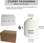 YANLING Small White Vase for Decor, 6 Pack Ceramic Vases for Pampas Grass, Boho Vase for Home Decor White Vases for Flowers, Modern Ceramic Vase Dried Flowers Vases