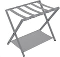 Luggage Rack, Folding Suitcase Stand for Guest, Foldable, Luggage Holders with Shelf, Steel Frame with Nylon Straps for Bedroom, Hotel, Holds up to 154 lb, Grey,1 Pack LR03899G