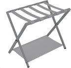 Luggage Rack, Folding Suitcase Stand for Guest, Foldable, Luggage Holders with Shelf, Steel Frame with Nylon Straps for Bedroom, Hotel, Holds up to 154 lb, Grey,1 Pack LR03899G