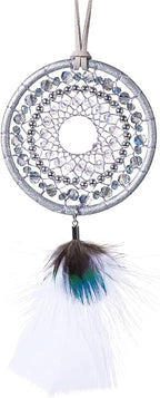Ice Blue Dream Catchers - Turkey Feather and Peacock Feather, Handmade Small Dreamcatcher for Bedroom, Dream Catcher for Girls, Dream Catchers for Boys, Dream Catcher Wall Decor