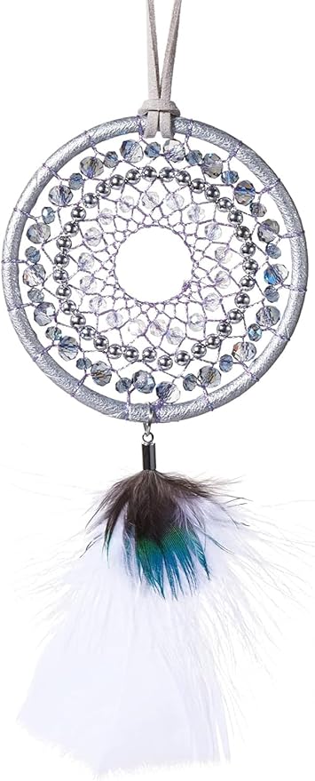 Ice Blue Dream Catchers - Turkey Feather and Peacock Feather, Handmade Small Dreamcatcher for Bedroom, Dream Catcher for Girls, Dream Catchers for Boys, Dream Catcher Wall Decor