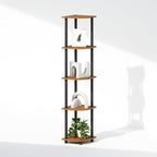Furinno Turn-N-Tube Storage Shelves, 5-Tier Book Shelf, Corner Shelf, Toolless Open Shelves, for Organization and Storage, Living Room, Home Office, Hallway, Bedroom, Light Cherry