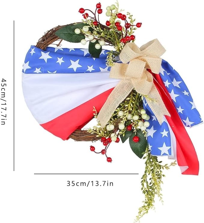 250th Anniversary Patriotic Wreath, 4th of July Wreath for Front Door, Patriotic Wreath Handmade Eagle Wreaths, Memorial Day Home Decoration for Indoor and Outdoor (E)