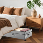 Under Bed Storage with Wheels Height Adjustable 2 Pack Under Bed Storage Containers with Clear Lid & Handles Rolling Under Bed Drawers for Clothes Shoes Toys Blankets Grey