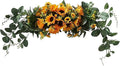 Artificial Sunflower Swag, Decorative Sunflower Wreath with Eucalyptus Leaves Handmade Floral Swag for Mirror Home Wedding Party Door Tabletop Decoration(Green)