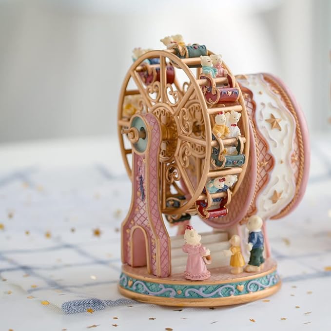 LOVE FOR YOU Gift Wrapped Music Box Bear Ferris Wheel Musical Decoration for Girls Kids Sister Son Daughter Mom Granddaughter Grandma Niece Children Women Christmas Birthday Presents Gifts