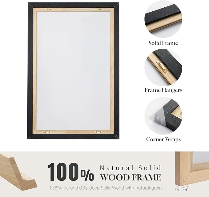 Large Framed Boho Neutral Abstract Wall Art for Living Room, 3 Piece Canvas Prints Paintings Artwork for Walls, Minimalist Brown Beige Gold Geometric Pictures for Hallway Stair Office Wall Decor 24x36